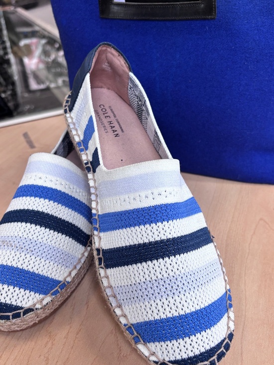 Cole Haan Shoes - Cole Haan Striped Knit Slip-On Espadrilles — White, Blue & Navy